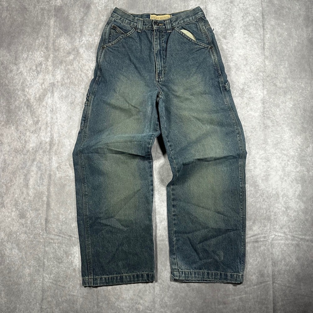 Vtg 90s High Sierra Kids 14 Baggy Carpenter Jeans Blue Denim Wide Leg 24 Waist